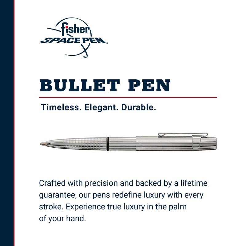 Fisher Space Pen Bullet Pen, X-Mark Flat Cap, Chrome, Ballpoint, Black Ink, Pocket Clip - Image 2